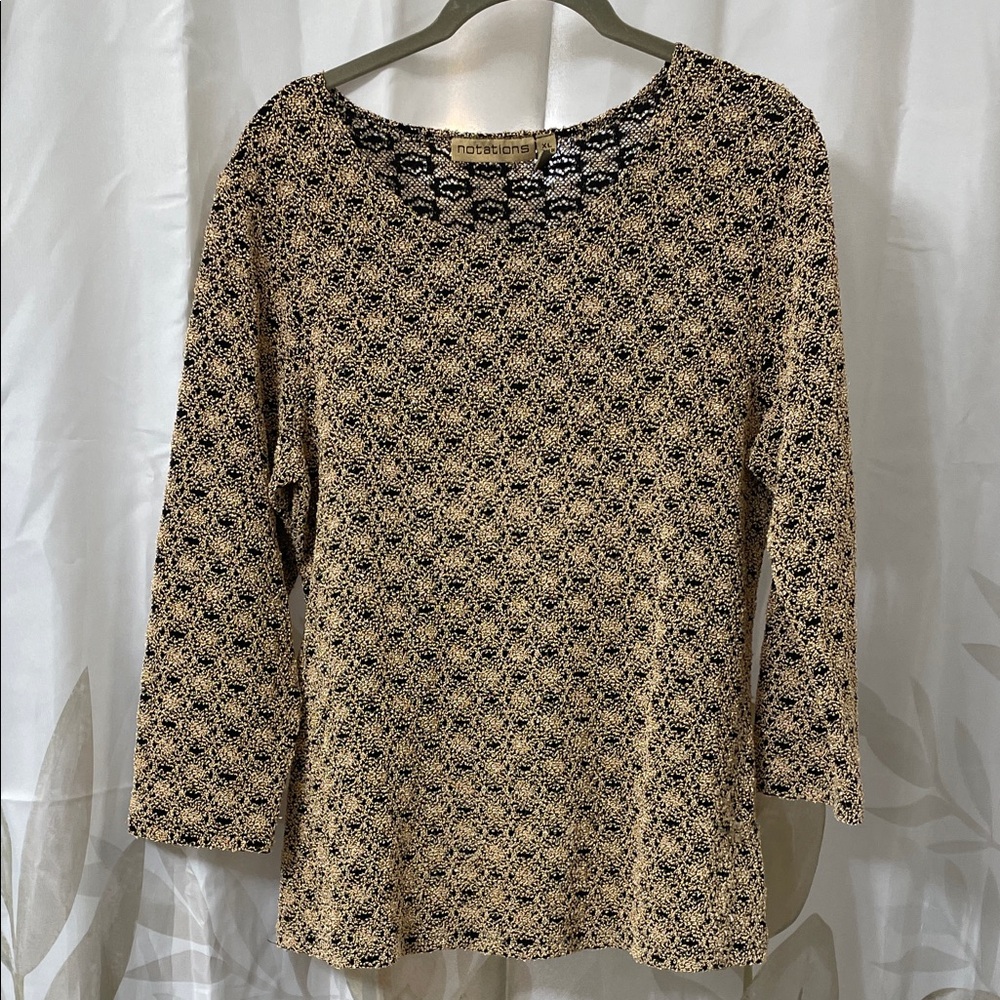 Nostalgia Elegant Black and Tan Blouse